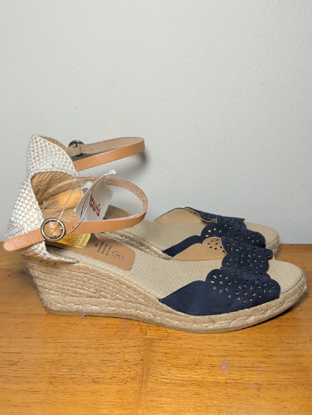 Kanna Women's Ankle Strap Wedge Espadrille Sandal Blue Suede Summer NEW Size 9 - Picture 5 of 7